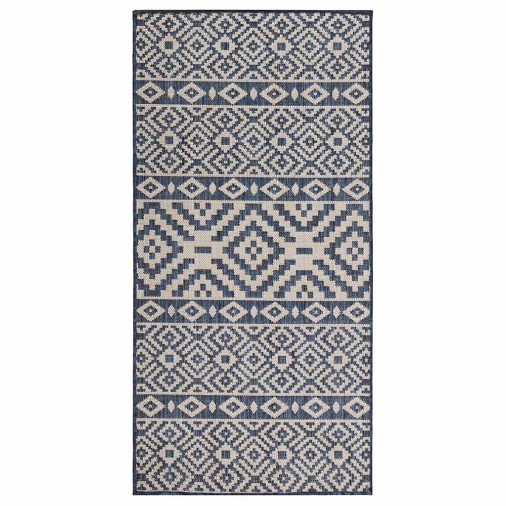 vidaXL Outdoor Flatweave Rug 100x200 cm Blue Stripes 1