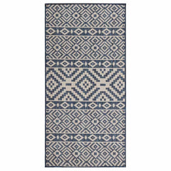 vidaXL Outdoor Flatweave Rug 100x200 cm Blue Stripes 1