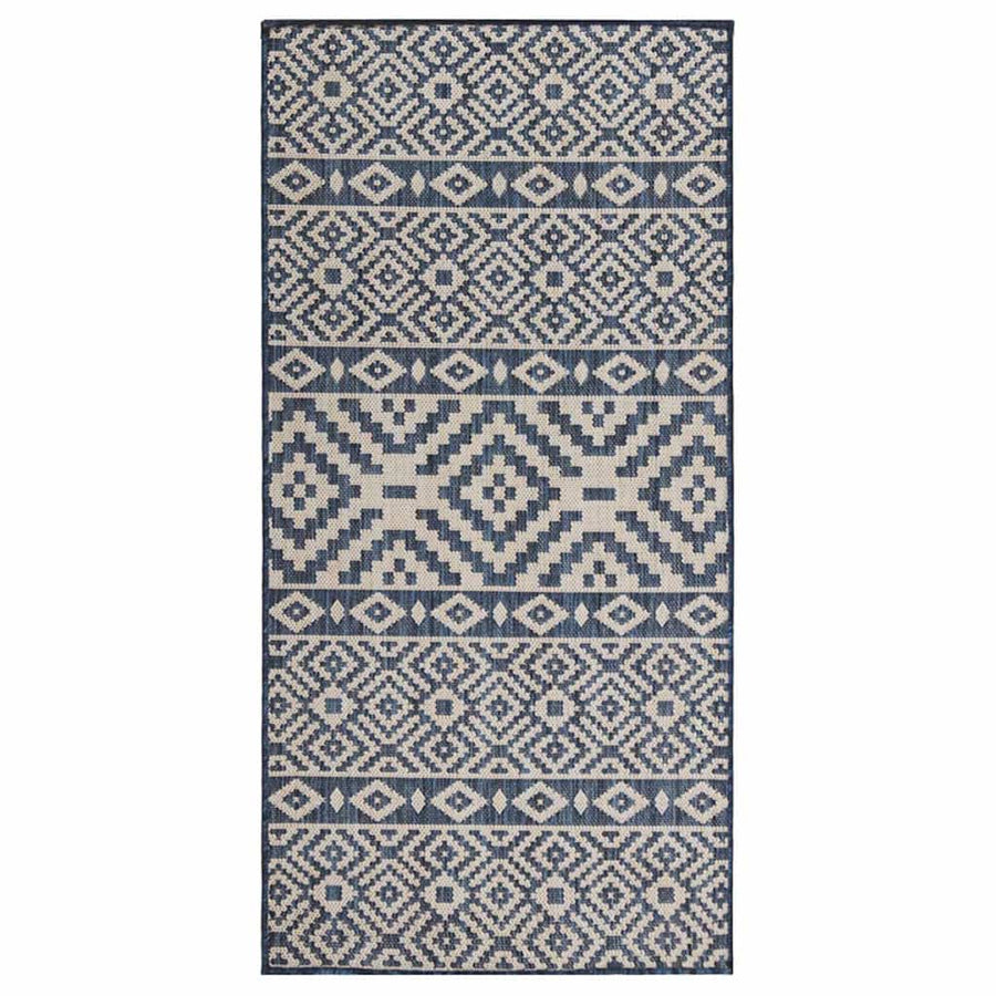 vidaXL Outdoor Flatweave Rug 100x200 cm Blue Stripes 1