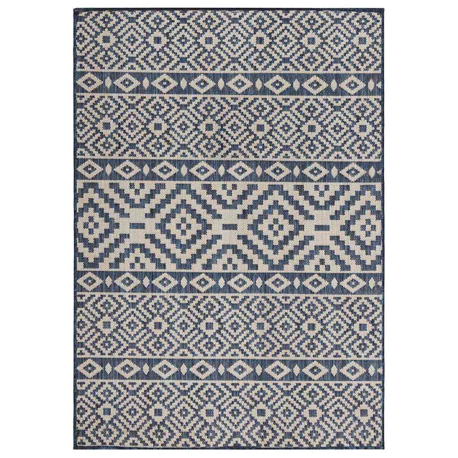 vidaXL Outdoor Flatweave Rug 120x170 cm Blue Stripes 1