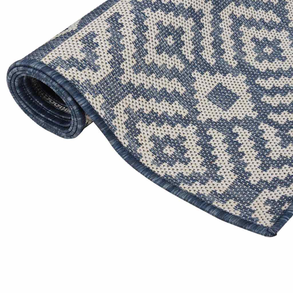vidaXL Outdoor Flatweave Rug 120x170 cm Blue Stripes 3