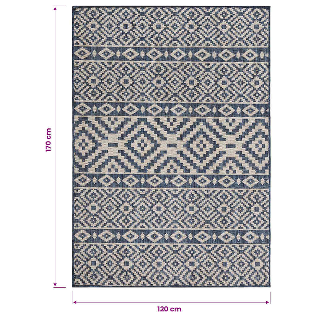vidaXL Outdoor Flatweave Rug 120x170 cm Blue Stripes 6