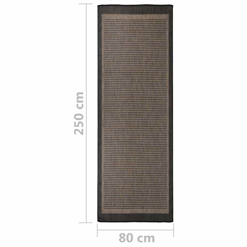 vidaXL Outdoor Flatweave Rug 80x250 cm Dark Brown 6