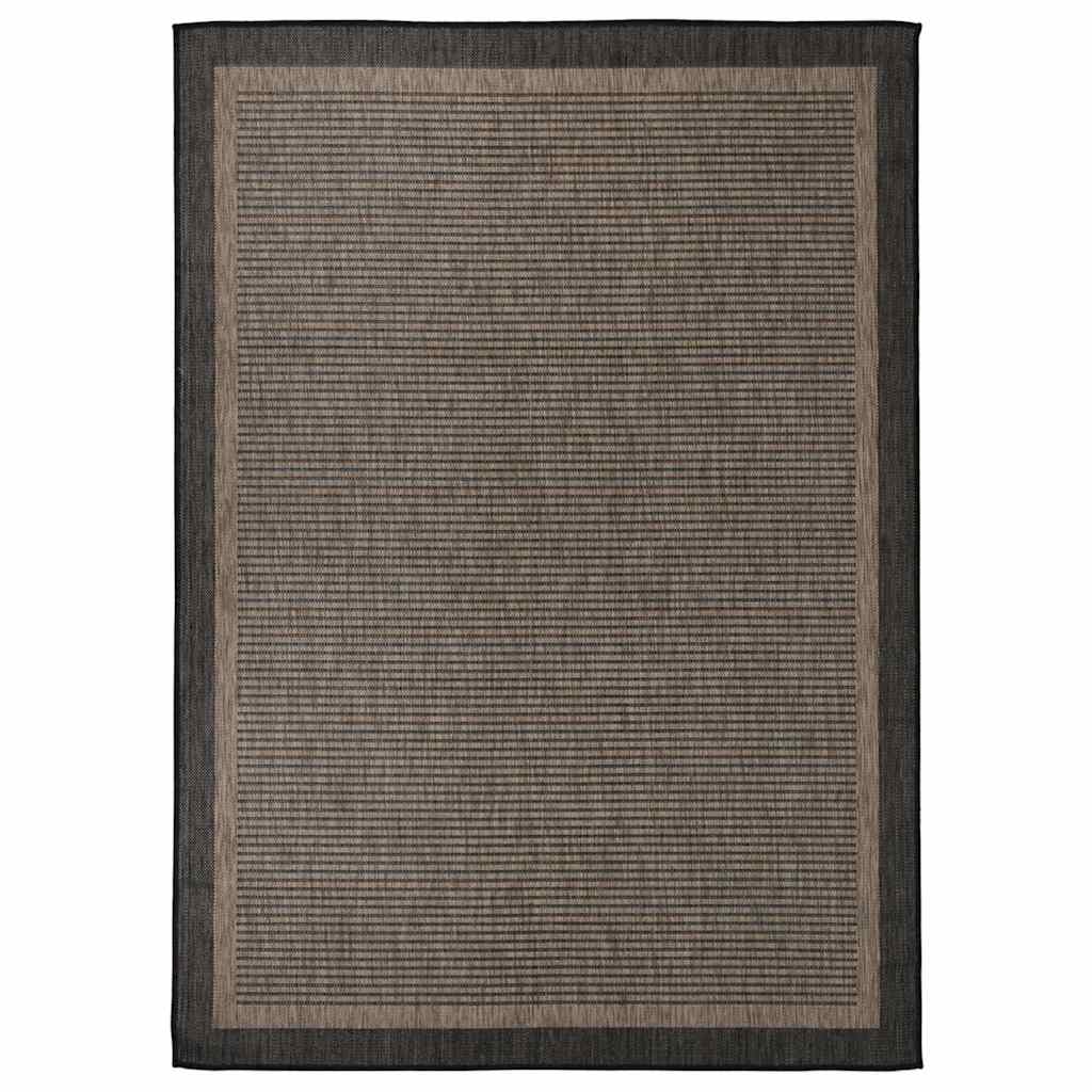 vidaXL Outdoor Flatweave Rug 120x170 cm Dark Brown 1