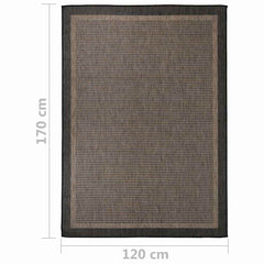 vidaXL Outdoor Flatweave Rug 120x170 cm Dark Brown 6