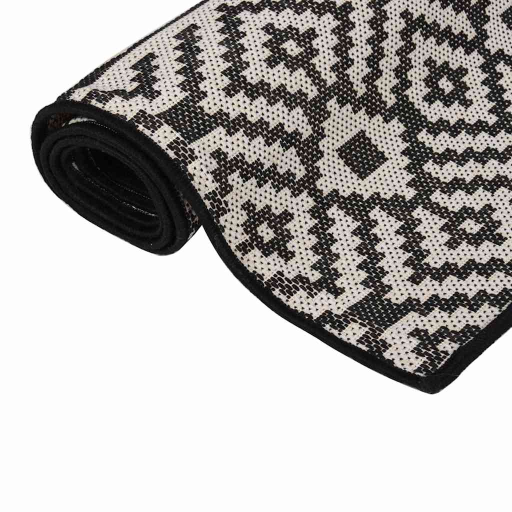 vidaXL Outdoor Flatweave Rug 100x200 cm Black Stripes 3