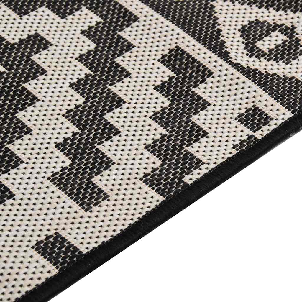 vidaXL Outdoor Flatweave Rug 100x200 cm Black Stripes 4