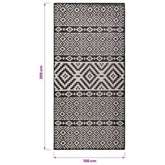 vidaXL Outdoor Flatweave Rug 100x200 cm Black Stripes 6