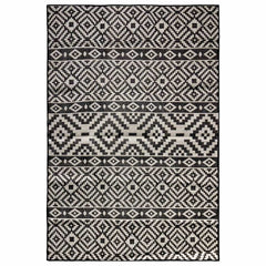 vidaXL Outdoor Flatweave Rug 120x170 cm Black Stripes 1