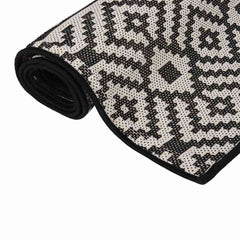 vidaXL Outdoor Flatweave Rug 120x170 cm Black Stripes 3
