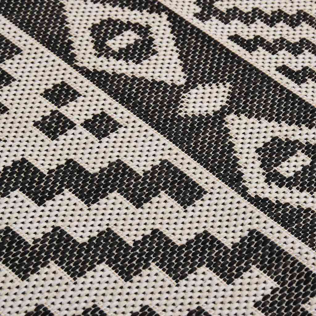 vidaXL Outdoor Flatweave Rug 120x170 cm Black Stripes 5