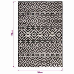 vidaXL Outdoor Flatweave Rug 120x170 cm Black Stripes 6