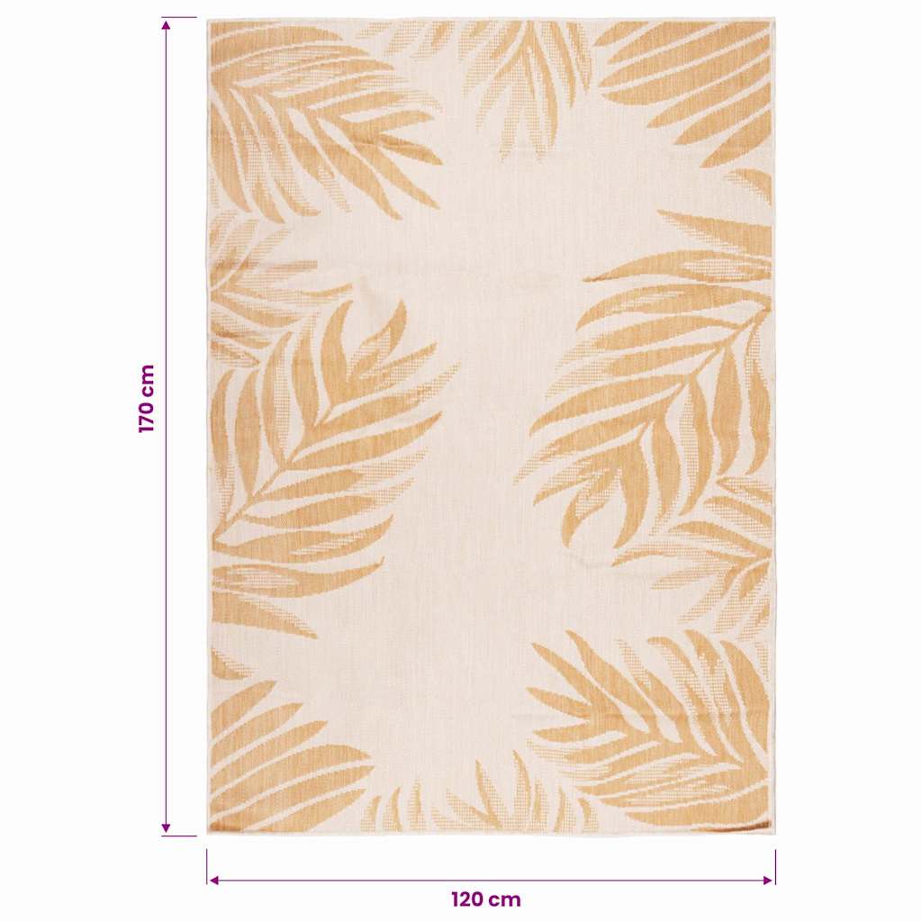 vidaXL Outdoor Flatweave Rug 120x170 cm Leaf Pattern 6