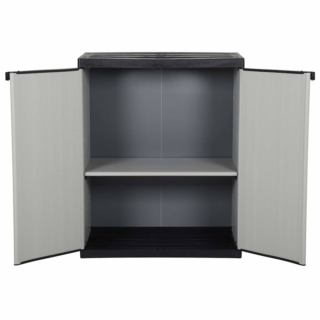 vidaXL Garden Storage Cabinet with 1 Shelf Grey and Black 68x40x85 cm 3