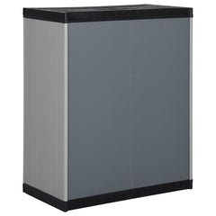 vidaXL Garden Storage Cabinet with 1 Shelf Grey and Black 68x40x85 cm 5
