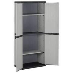 vidaXL Garden Storage Cabinet with 3 Shelves Grey&Black 68x40x168 cm 3