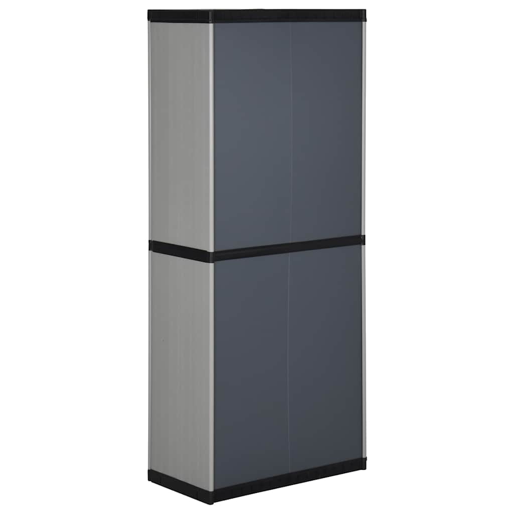 vidaXL Garden Storage Cabinet with 3 Shelves Grey&Black 68x40x168 cm 5