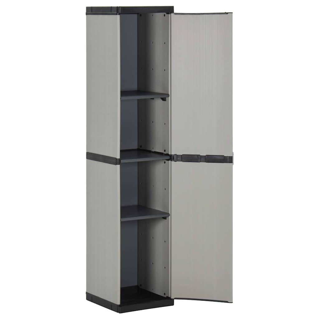 vidaXL Garden Storage Cabinet with 3 Shelves Grey & Black 34x40x168 cm 3