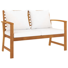 vidaXL Garden Bench 120 cm with Cream Cushion Solid Wood Acacia 1