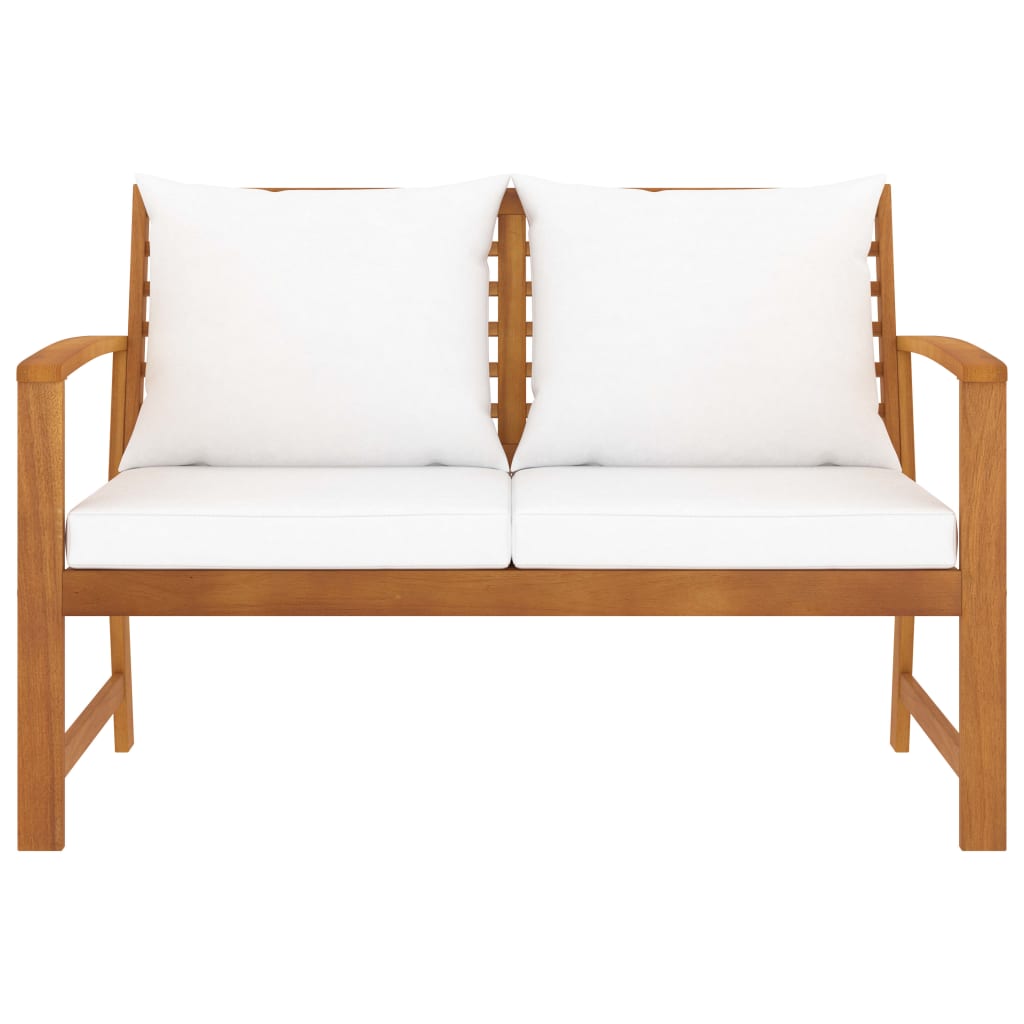 vidaXL Garden Bench 120 cm with Cream Cushion Solid Wood Acacia 2