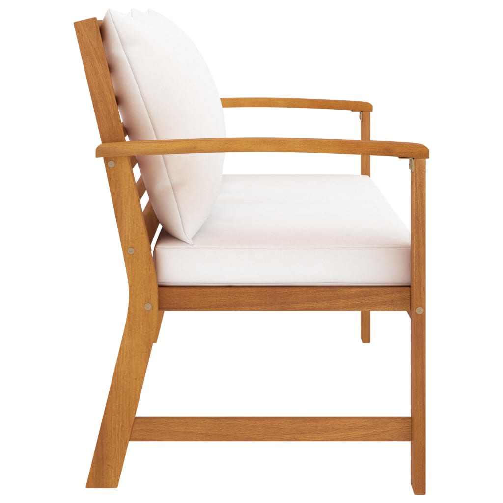 vidaXL Garden Bench 120 cm with Cream Cushion Solid Wood Acacia 3