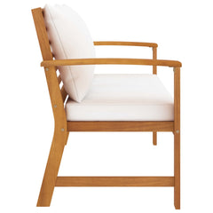 vidaXL Garden Bench 120 cm with Cream Cushion Solid Wood Acacia 3