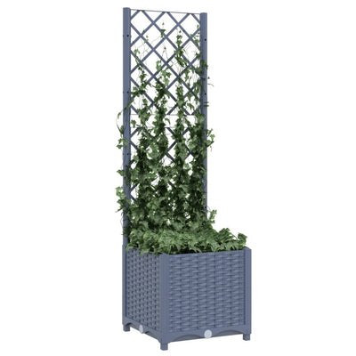 Garden Planter with Trellis Dark Grey 40x40x136 cm PP