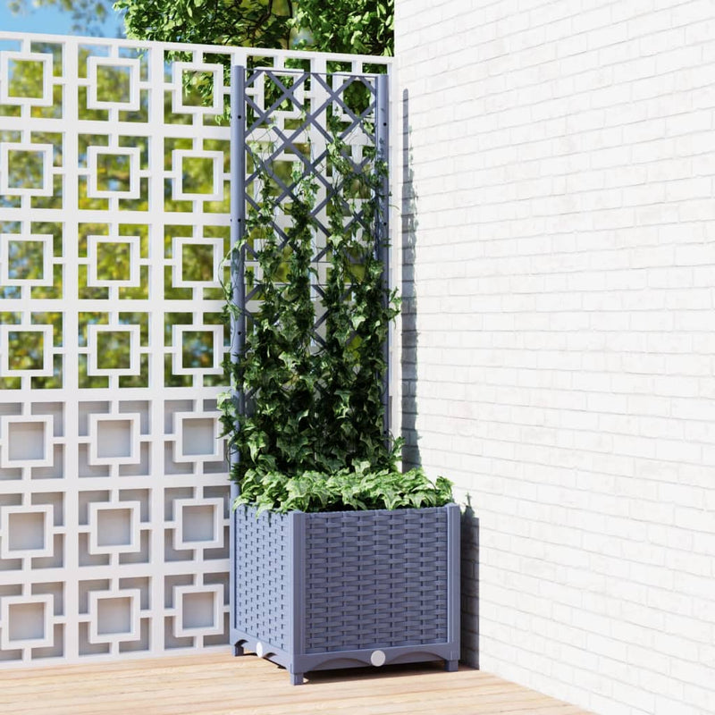 Garden Planter with Trellis Dark Grey 40x40x136 cm PP