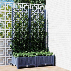 Garden Planter with Trellis PP without Wheels Height 121.5 cm Blue grey 80 cm 40 cm
