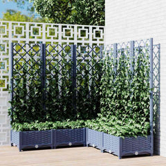 Garden Planter with Trellis PP without Wheels Height 121.5 cm Blue grey 120 cm 120 cm