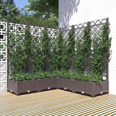 Garden Planter with Trellis PP without Wheels Height 121.5 cm Brown 120 cm 120 cm