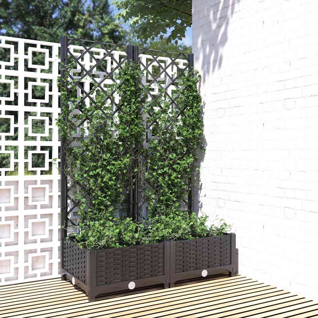 Garden Planter with Trellis PP without Wheels Height 121.5 cm Black 80 cm 40 cm