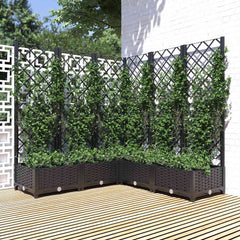 Garden Planter with Trellis PP without Wheels Height 121.5 cm Black 120 cm 120 cm