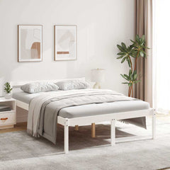 Senior Bed without Mattress Solid Wood Pine White 140 cm 190 cm