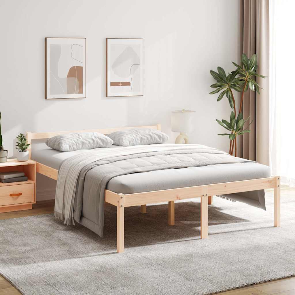 Senior Bed without Mattress Solid Wood Pine Natural 160 cm 200 cm