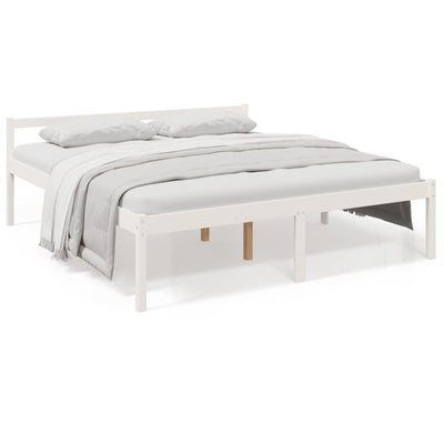 Bed Frame White 200x200 cm Solid Wood Pine