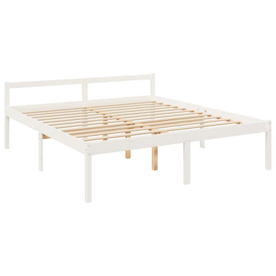 Bed Frame White 200x200 cm Solid Wood Pine