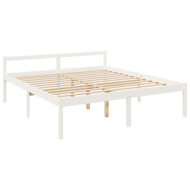 Bed Frame White 200x200 cm Solid Wood Pine