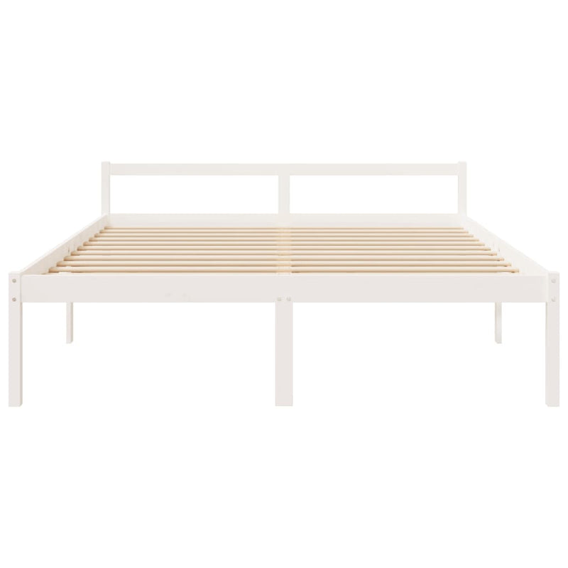 Bed Frame White 200x200 cm Solid Wood Pine