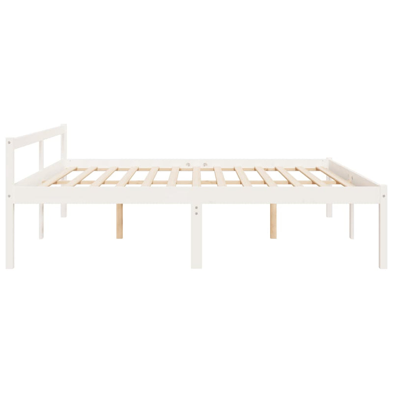 Bed Frame White 200x200 cm Solid Wood Pine