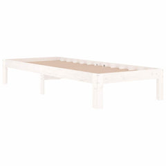 vidaXL Bed Frame | White | Solid pine wood and plywood | Small single | Durable 3