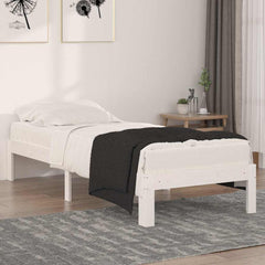 vidaXL Bed Frame | White | Solid pine wood and plywood | Small single | Durable 1