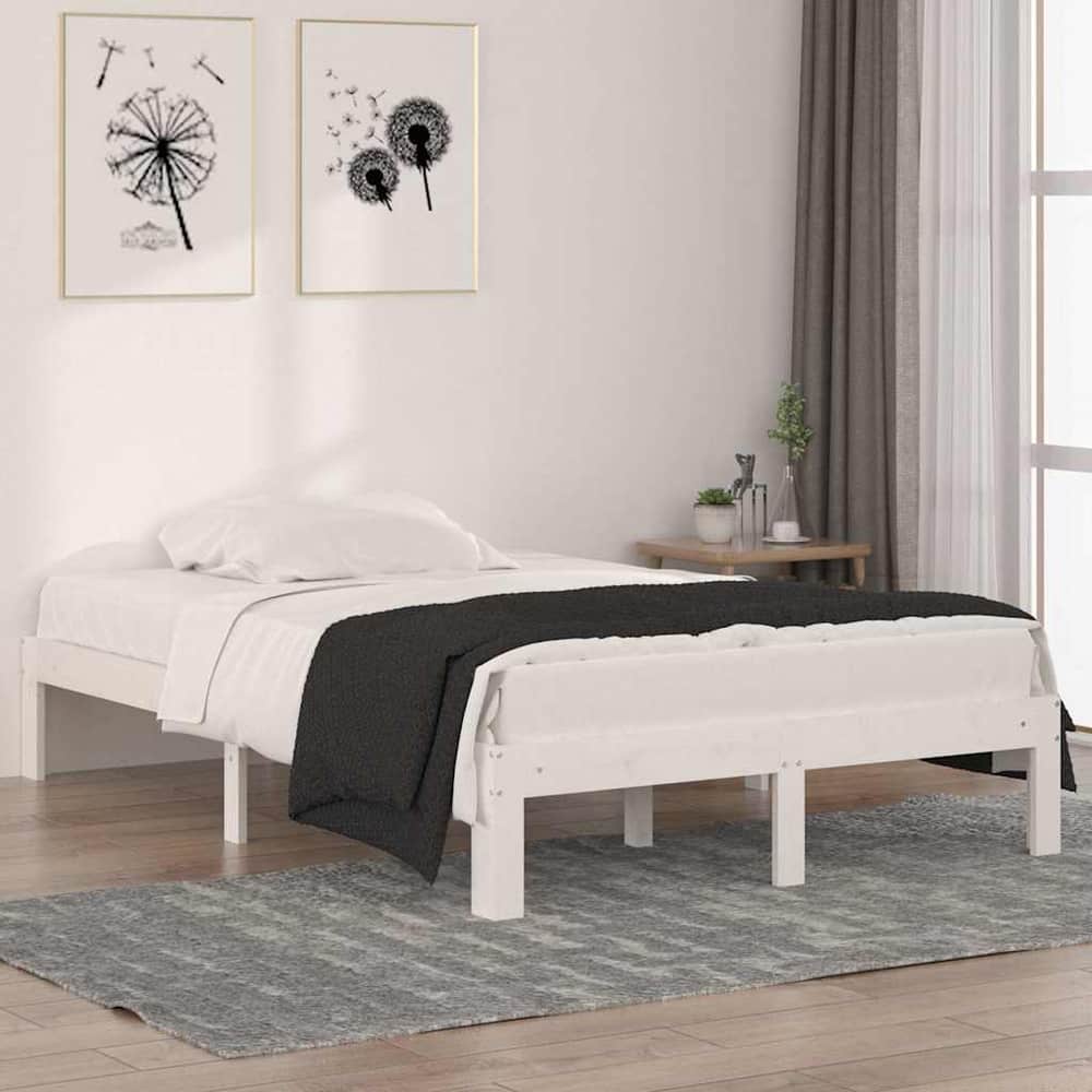 Bed Frame without Mattress Solid Wood Pine White 4ft small double