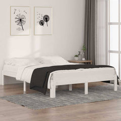 Bed Frame without Mattress Solid Wood Pine White 5ft king size
