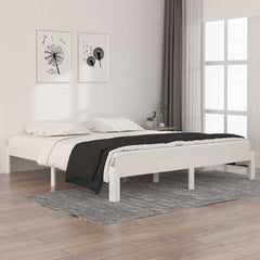 Bed Frame without Mattress Solid Wood Pine White 6FT Super King Size