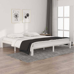 Bed Frame without Mattress Solid Wood Pine White 200 x 200 cm