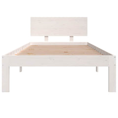 vidaXL Bed Frame without Mattress White Solid Wood Pine 90x200cm 4