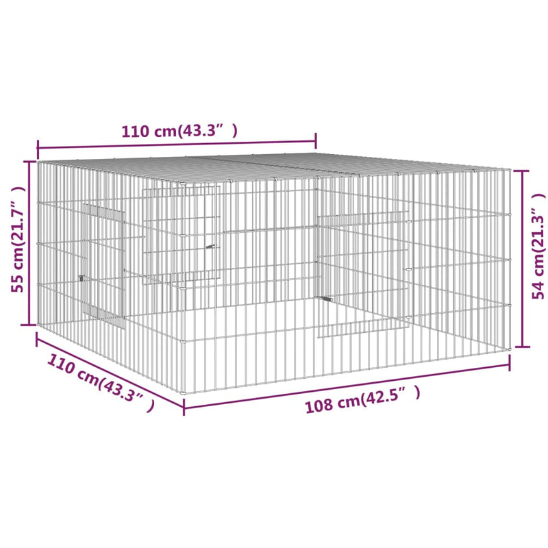 Rabbit Cage 110x110x55 cm Galvanised Iron