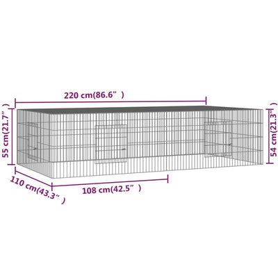 2-Panel Rabbit Cage 220x110x55 cm Galvanised Iron