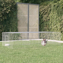 vidaXL 2-Panel Rabbit Cage 220x110x55 cm Galvanised Iron 1